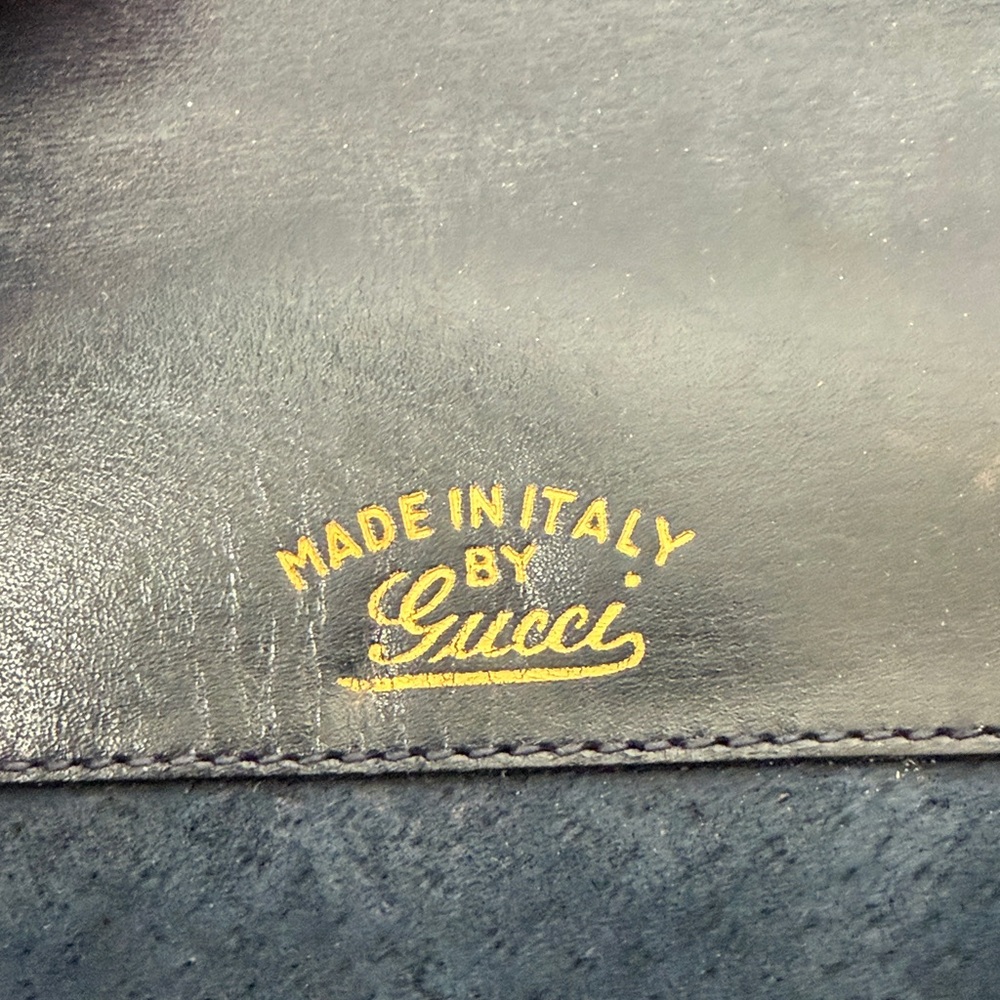 Vintage GUCCI Navy Leather Horsebit Clutch - Picture 3 of 4